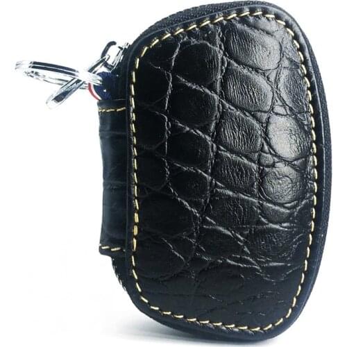 Crocodile pattern fashion simple men car key bag head layer cowhide card bag zipper small key bag women mini coin bag