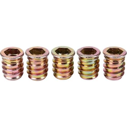 Set of 5 threaded insert M10 x 20 mm for wood