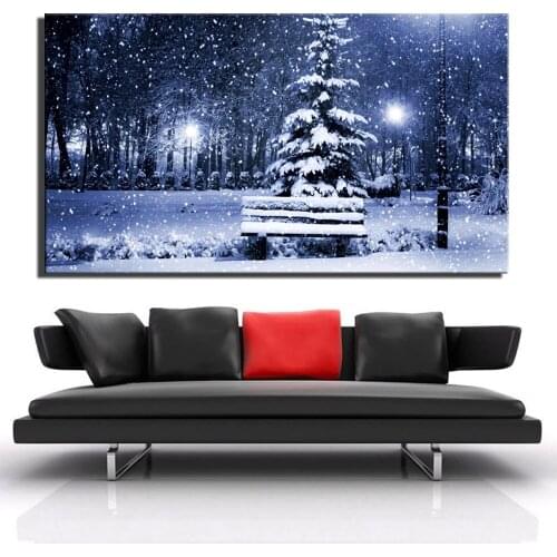 Nordic Snow Landscape Canvas Paintings For Living Room Wall Decor Large Size Winter Snow View Wall Posters And Prints Home Decor