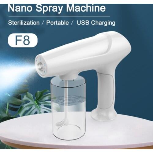 New 340ML F8 Spray Gun Hand Held Wireless Nano Blue Light Steam Disinfectant Gun K5 Fine Atomizer USB Charging Humidifier Home