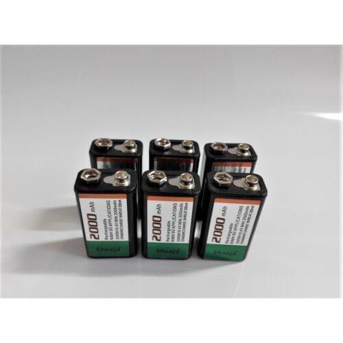 SHSEJA 6pcs/lot 2000mAh 9V rechargeable battery 9 volt Ni-MH battery for Microphone