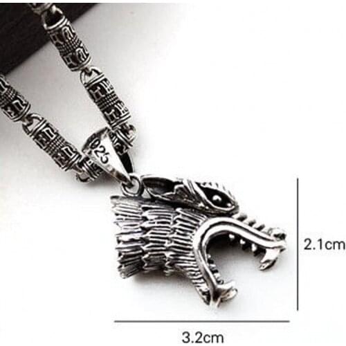 BOCAI Pure S925 Silver Jewelry Retro Pendant Man Personality Wolf Head Trendy 2021 Fashion Punk Hip-hop Rock Man Pendant