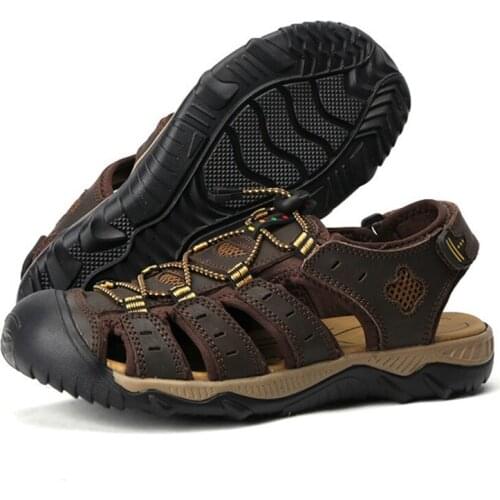 Big Size Genuine Leather Men Sandals New Summer Men Shoes Beach Sandals for Man Fashion Brand Outdoor Casual Sneakers