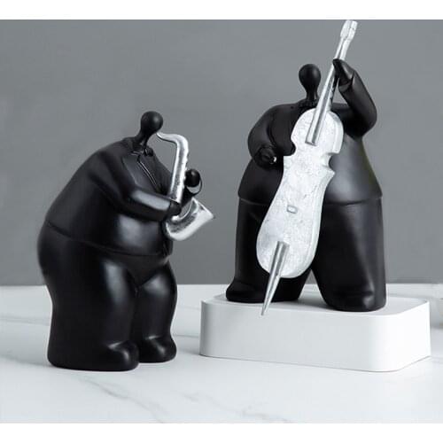 Nordic Abstract Figure Playing Musical Instrument Sculpture Modern Art Resin Craft Home Living Room Decoration Ornament Gift