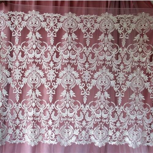 Bridal-Wedding-Dress-Lace- Fabric Luxury Sequin Evening Dress Ivory sell for 1 Yard For Bridal-Lace