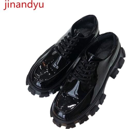 Platform Shoes Patent Leather Casual Shoes Woman Platform Punk Zapatos De Mujer Fashion Black Chunky Platforms Comfy Shoes Lady