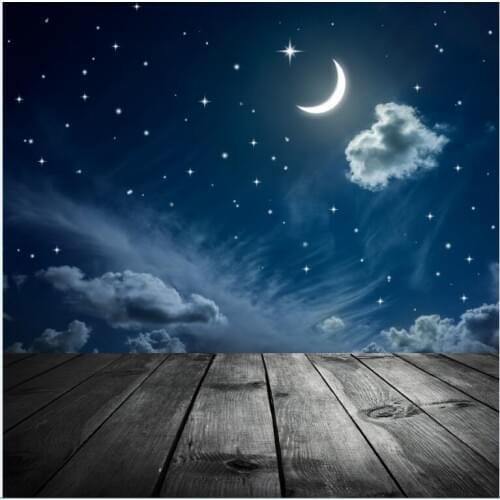 VinylBDS Photography Backdrops Wood Floor Night Sky Moon Cloud Backgrounds Backgrounds For Photo Studio