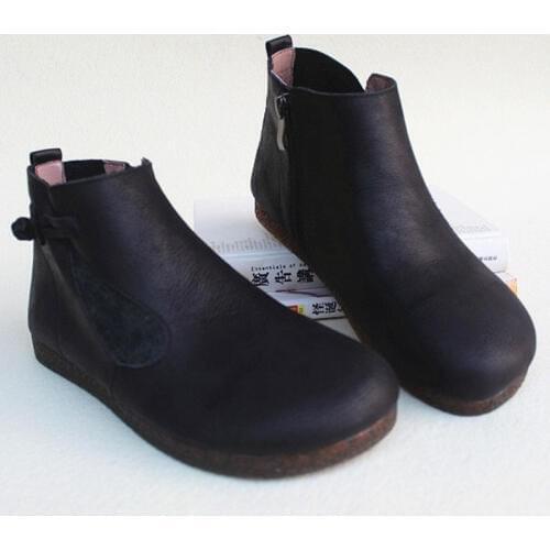 2019 Autumn Woman Boots Zip Slip on Ladies Ankle Boots Womens Shoes Fall Genuine Leather Punk Boots