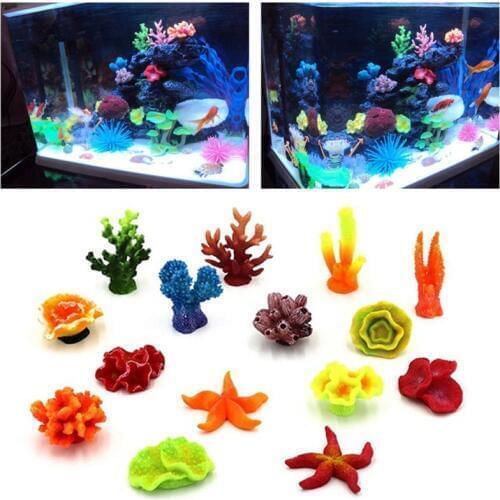 15 Colors Aquarium Resin Coral Decoration Colorful Fish Aquarium Decoration Artificial Coral For Fish Tank Resin Ornaments