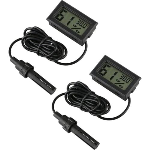 2 Pcs Digital Thermometer Hygrometer, Hygrometer Thermometer Mini Probe Thermometers Temperature Humidity Gauge Meter