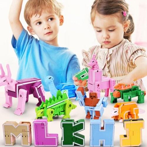 26 Letter A-Z Alphabet Animal Dinosaur Warrior Deformation Action Figures Transformation Robot Toys Kids Gift Brinquedos