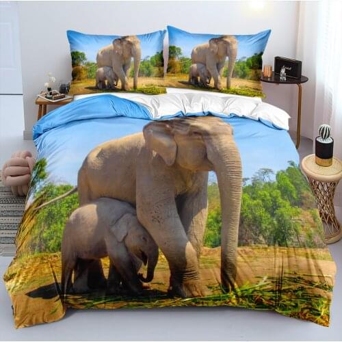 3D White Custom Design Elephant Beddings Quilt Covers Pillow Cases Comforter Cover Set Full King Queen Double Size Bedding Sets