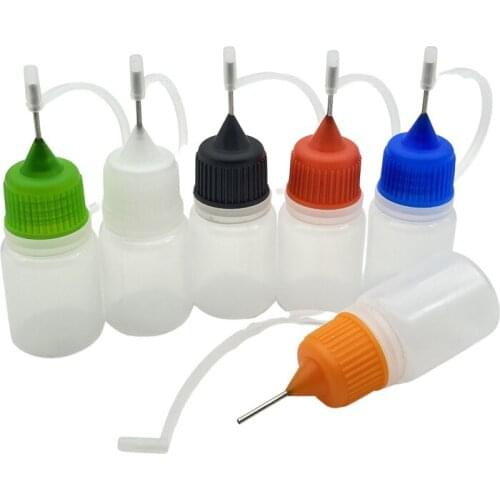 5pcs Empty Needle Bottle 5ml Plastic Needle Bottles With Screw Metal Needle Cap E Liquid Free Shipping