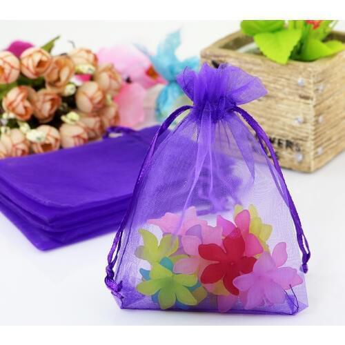 500pcs/lot 13x18cm Dark Purple Drawable Organza Gift Bag Chiffon Gift Bag Wedding Favor Packaging