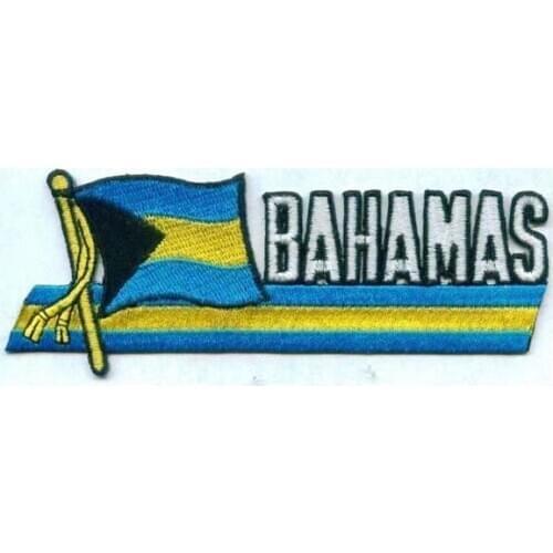 Bahamas Flag Patch/Garment Labels Made by Twill 3" and Heat Cut with Iron On Backing 100pcs/Plastic Bag MOQ50pcs Free Shipping