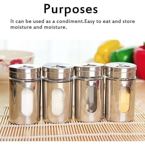 Spice Jar Stainless Steel Glass Spice Tins Spice Storage Container Pepper Seasoning Sprays Tools Spice Jar Cooking Tool 100ML
