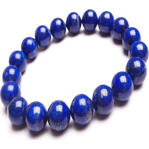 Free Shipping 10.5 mm Blue Natural Lapis Lazuli Bracelets For Women Mens Christmas Gift Stretch Charm Round Bead Bracelet
