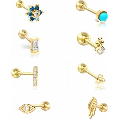 BOAKO Pendientes Plata 925 Earrings For Women Blue Crystal Stud Earrings Gold/Silver Jewelry Ear Piercing Fine Gift Серьги #3.9