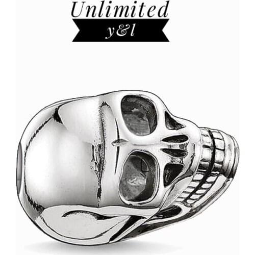 Skull Karma Beads 925 Sterling Silver Fashion DIY Making Skeleton Jewelry Accessories Fit Bracelets Necklaces Chain