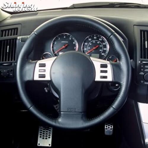 BANNIS Black Leather Car Steering Wheel Cover for Infiniti FX FX35 FX45 2003-2007 Nissan 350Z 2003-2006
