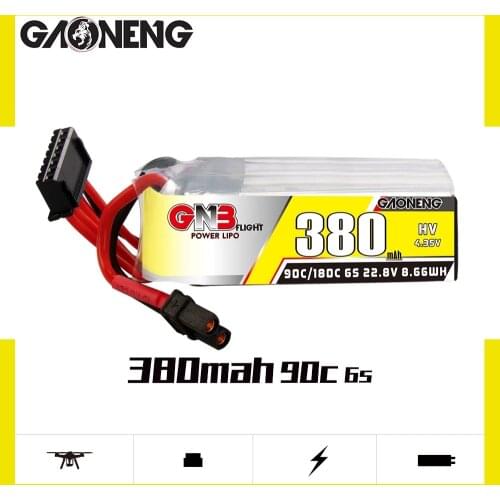 Gaoneng GNB 380mAh 6S 22.8V 90C/180C HV Lipo Battery XT30 Plug for FPV Racing Drone RC Models Multicopter Frame parts