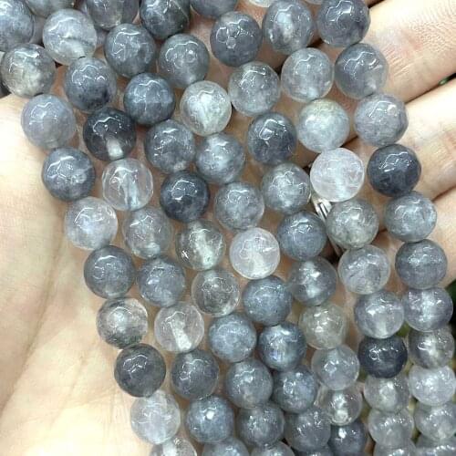 Faceted Natural Cloud Crystal Demon Quartz Stone Round Loose Spacer Beads For Jewelry Making DIY Bracelet Accessories 4/6/8/10mm