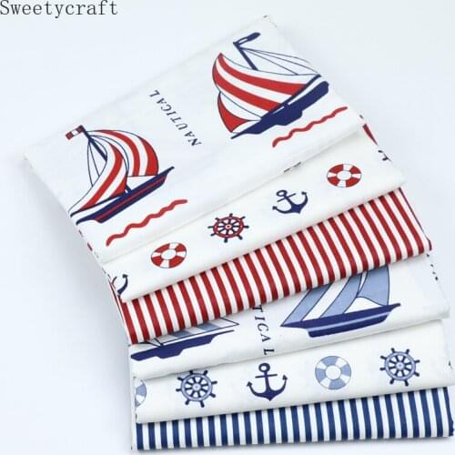 Boat Anchor Printed Cotton Fabric DIY Tissue Patchwork Telas Sewing Baby Bed Sheet Crafts Quilt Tecido The Cloth Tilda 160x50cm