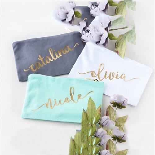 Personalized Makeup Bag - Bridesmaid Cosmetic Bag - Custom Name Practical Bridesmaid Gifts Bridal Party Wedding Decoration Gifts