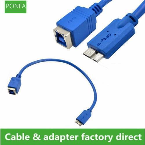 USB 3.0 B Female to Micro B Male Connector Adapter Cable for Printer / Hard Disk 30cm