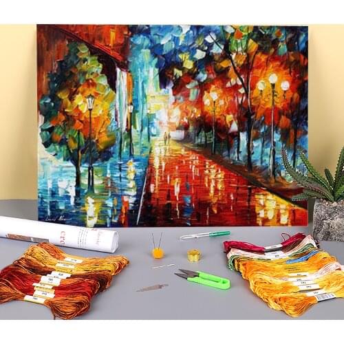 Oil Painting Style Lust Printed Canvas 11CT Cross Stitch DIY Embroidery Set DMC Threads Needlework Painting Promotions