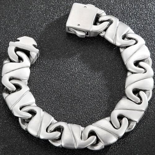 Brushed Matte Stainless Steel Bracelet Men 14MM Titanium Mens Male Chain Bracelets Mannen Armband Hand Jewelry Accessories Drop