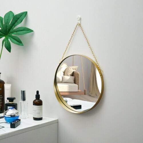 Nordic metal iron bathroom mirror toilet wall mirror ins net red dressing mirror decorative mirror fitting mirror round mirror