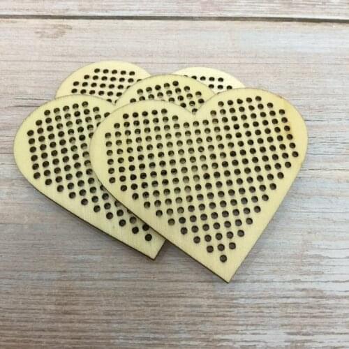 Set of 10 pcs 3inch blank cross stitch heart for jewelry plywood embroidery cross stitch needle craft unfinished wood earring