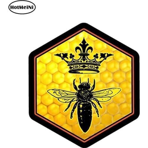 HotMeiNi 12cm x 10.6cm Queen Bee Decal Sticker Beekeeping Skep Beehive Honey Crown Vinyl Decal 3D Car Styling Car Stickers