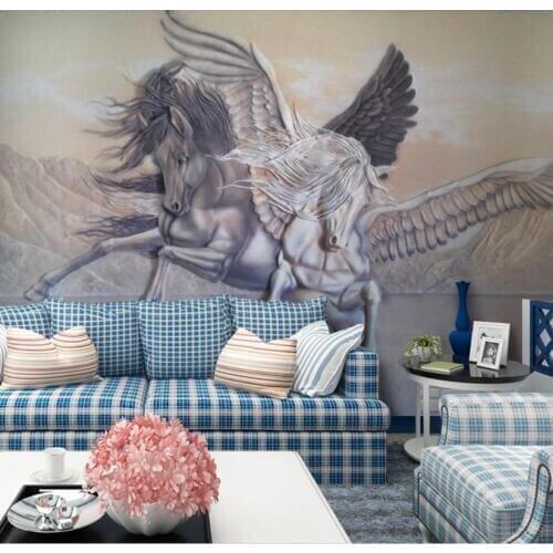 Custom wall wallpaper 3d Relief angel horse wall paper bedroom living room wallpaper TV background decorative painting