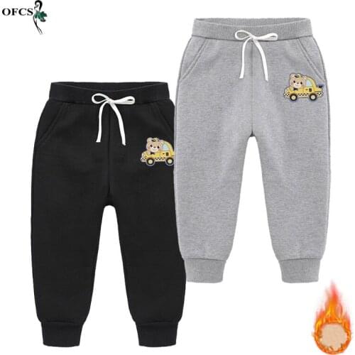 New Winter Sale Cotton Pants For 2-12 Years Old Cartoon Boys Girls Casual Sport Pants Jogging Enfant Add wool Warm Kids Trousers