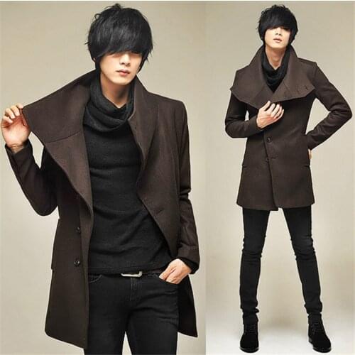 2017 autumn and winter slim trench male personalized fashion turn-down collar wool coat The mans dust coat M-2XL