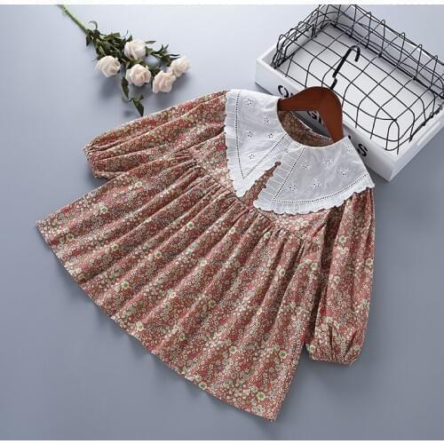 3-7 years High quality girl clothes 2020 new autumn fashion casual lace floral pattern kid children girl princess dresses