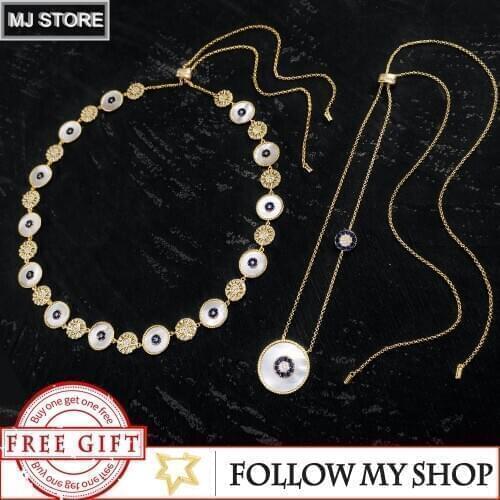 925 Sterling Silver Necklace For Women Tropical Holiday Demon Eye White Shell Clavicle Chain Monaco Jewelry Sweater Chain choker