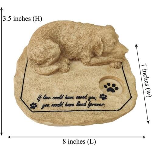 Sleeping Dog Memorial Stone Pet Grave Marker Garden Lawn Tombstone Headstone