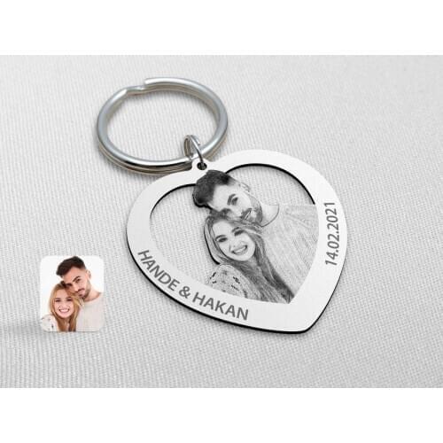 Personalized Special Charcoal Wood Heart Anahtarlık-1