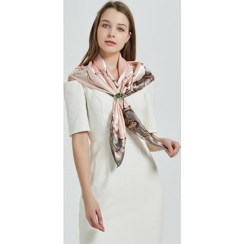 2019 Fashion Floral Print Women Hijab Scarf Kerchief Silk Satin Head Scarfs Female 90*90cm Square Shawls and Wraps Neck Scarves