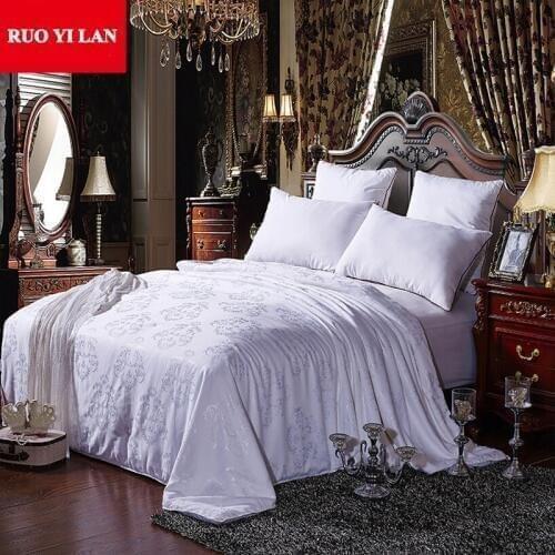 100% Cotton Gold Jacquard Inner Duvet Cover for DIY Silk Quilt Twin Full Queen King White Pink Jade Beige Model 02