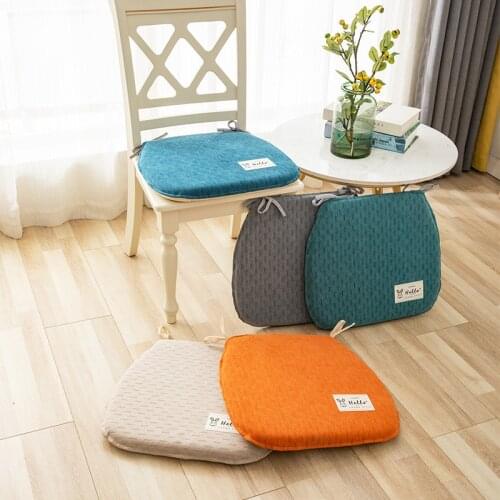 Memory Foam Chair Cushion Square Seat Pad Outer Shell Filling with Ties Non Slip Solid Color Home Dining Hotel Living Room Decor