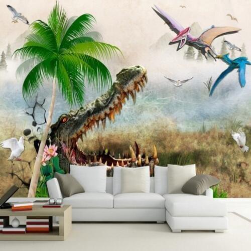 Dropship Colomac Wallpaper for Kids Room Beautiful Retro Crocodile Wing Wall Wallpaper Papier Peint Mural 3d Home Improvement
