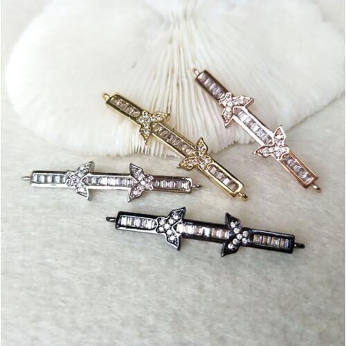 10 Pieces CZ zircon Micro Pave Connector,Double Bails Beads Charm,DIY Bracelet necklace Jewelry Finding CT302