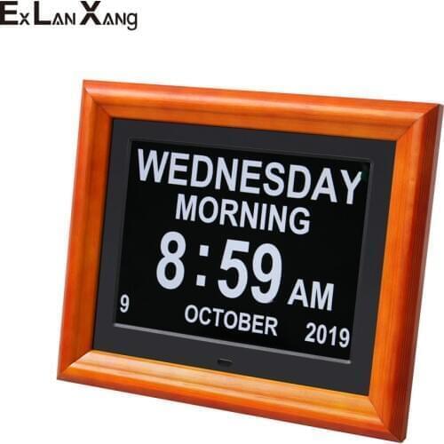 Christmas Gift 8 Inch Electronic LCD Big Character Old People Medicine Screen Reminder Alarm Clock Digital Clock Photo Frame