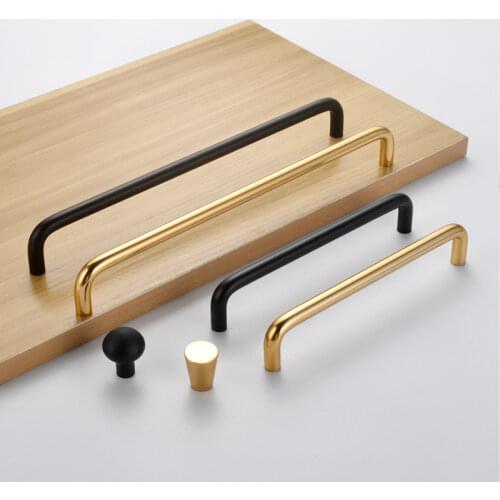 Solid cabinet gold handle Aluminum alloy long handles Black/silver simple furniture doorknob Kitchen Bathroom hardware pulls