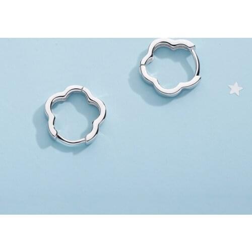 925 Sterling Silver Fashion New Flower Hoop Earrings Temperament Mini Type Girl Earrings Hot Sale Piercing Ear Jewelry Bijoux