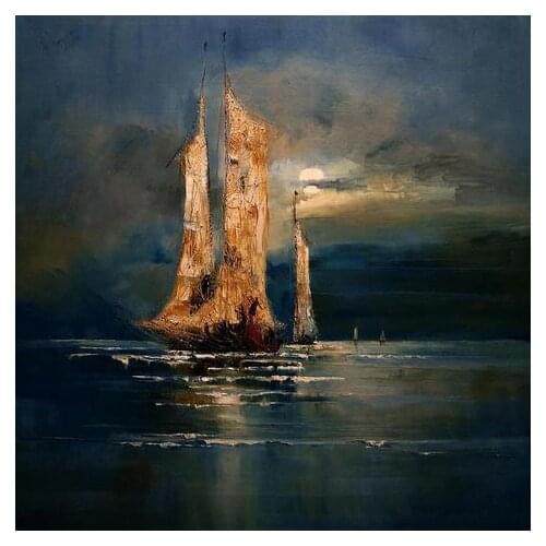 Modern Landscape Oil Painting on Canvas Seascape Wall Painting for Office Living Room Decoration Handpainted Art